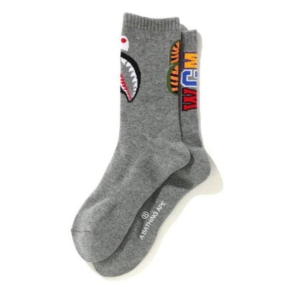 Bape Shark Socks Grey - NEW - Picture 1 of 5
